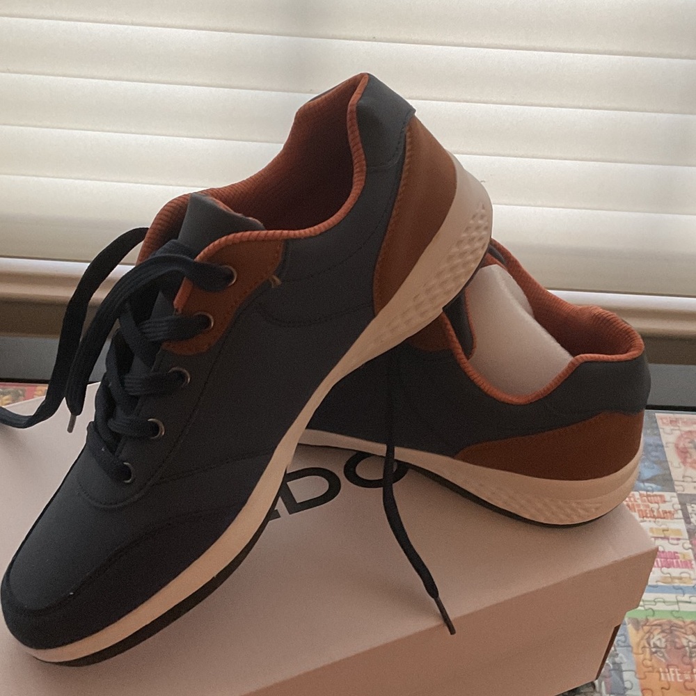 Men’s Fashion Brand Company Blue and Brown Sneakers